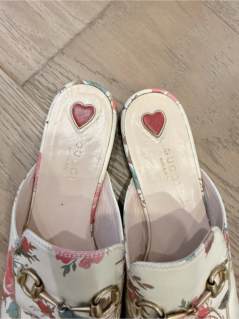 Gucci Floral Ivory Leather Princetown Mules with Pink Accents size 39 - Picture 4 of 5
